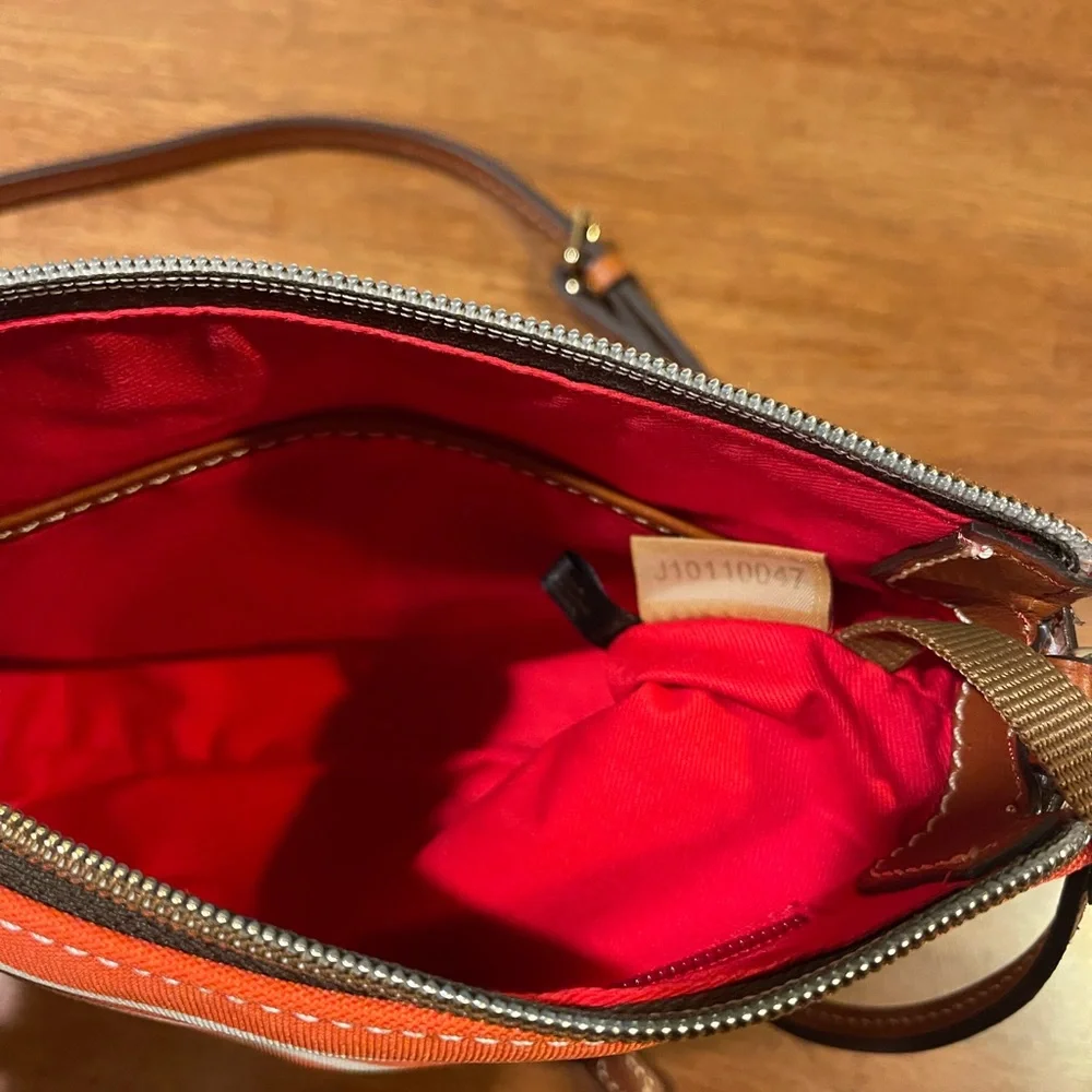 Dooney & Bourke Crossbody Bag Purse Striped Orange & White